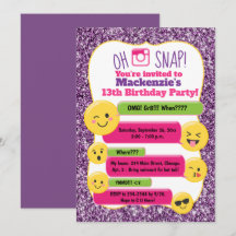 Emoji Girl's Tonåring Tween Birthday Lila Glitter