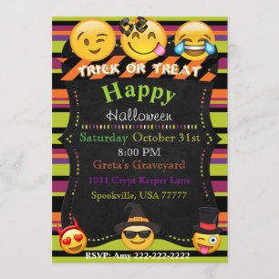 Emoji Halloween fest eller Halloween Birthday Inbj Inbjudningar