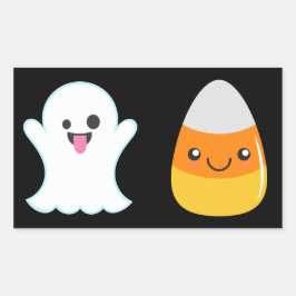 Emoji Halloween Ghost & Candy corn Stickers Rektangulärt Klistermärke