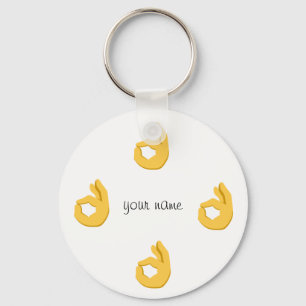 Emoji Hand Sign and 'Ditt namn här' Nyckelring
