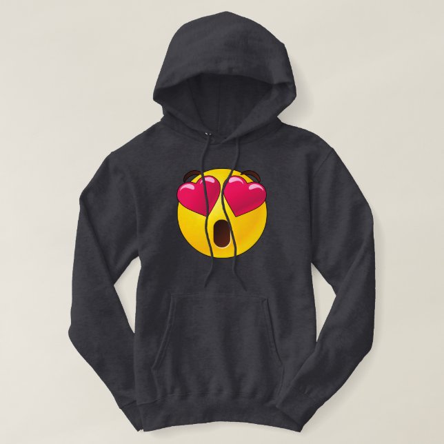 Emoji Heart Ögon Valentines Hoodie (Design framsida)
