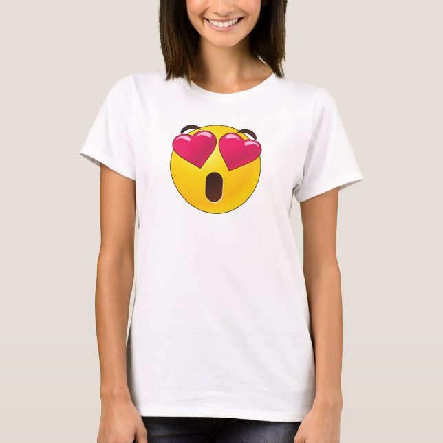 Emoji Heart Ögon Valentines T Shirt (Framsida)