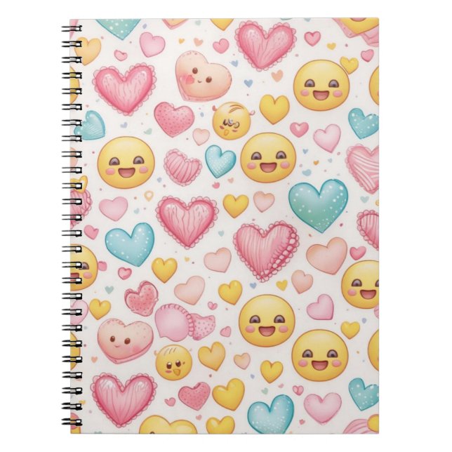Emoji Hearts Vibes Notebook Anteckningsbok (Framsidan)