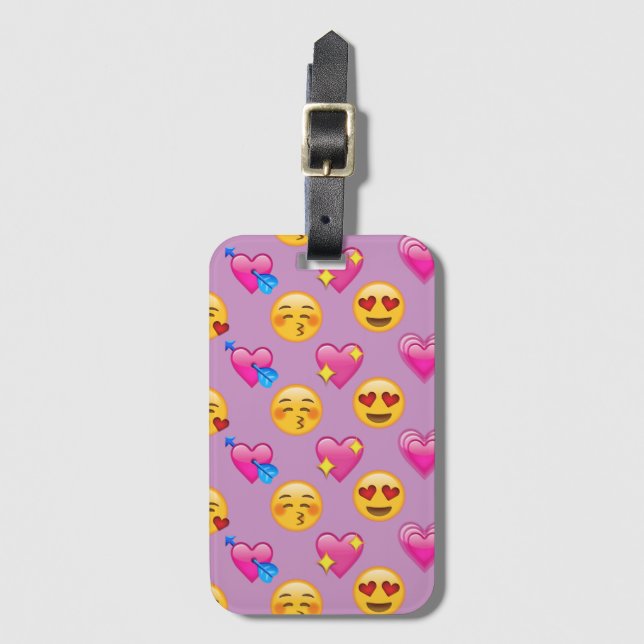Emoji hjärtor och kärlekrosor Patternsd Bagagebricka (Framsida vertikal)