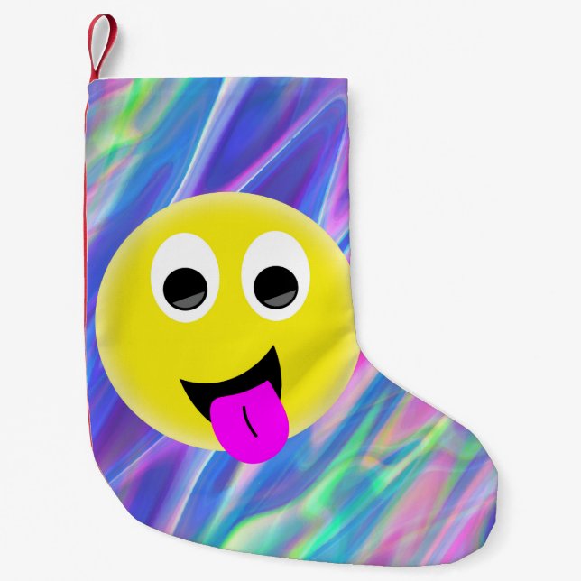 emoji hologram christmas stockning julafton liten julstrumpa (Framsidan)