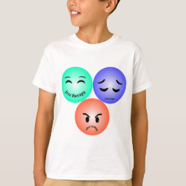 Emoji-känslor med citat av lycklig, ledsen och arg t shirt
