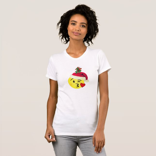 emoji kyss under mistletoe christmas tshirt design t shirt (Hel framsida)