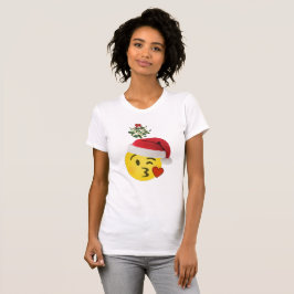 emoji kyss under mistletoe christmas tshirt design t-shirt