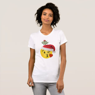 emoji kyss under mistletoe christmas tshirt design t-shirt