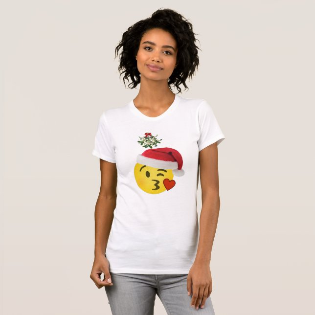 emoji kyss under mistletoe christmas tshirt design t-shirt (Hel framsida)