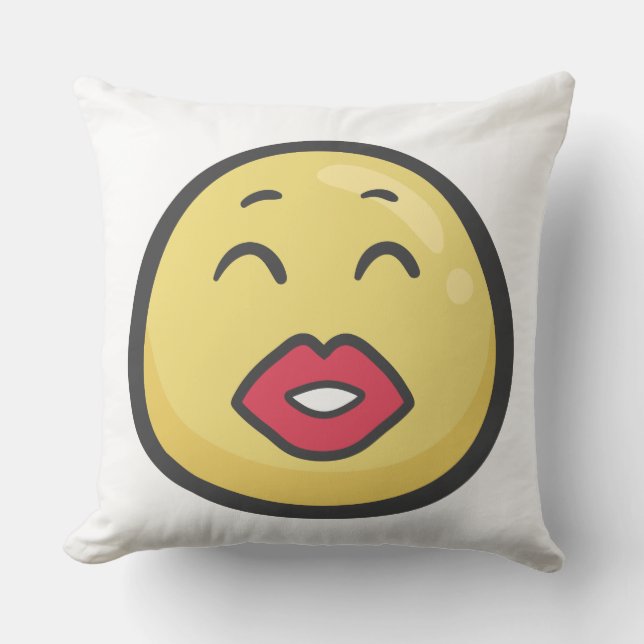 Emoji: Kyssande ansikte med att le ögon Kudde (Framsida)