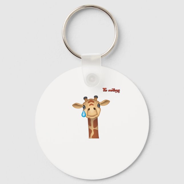 emoji ledsen gråter giraffe ansikte nyckelring (Framsida)