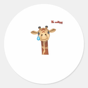 emoji ledsen gråter giraffe ansikte runt klistermärke