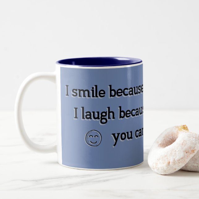 Emoji leende och skrattsyster - kaffetea Två-Tonad mugg (Med munk)