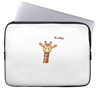 emoji lycklig entusiastisk giraffe ansikte laptop fodral