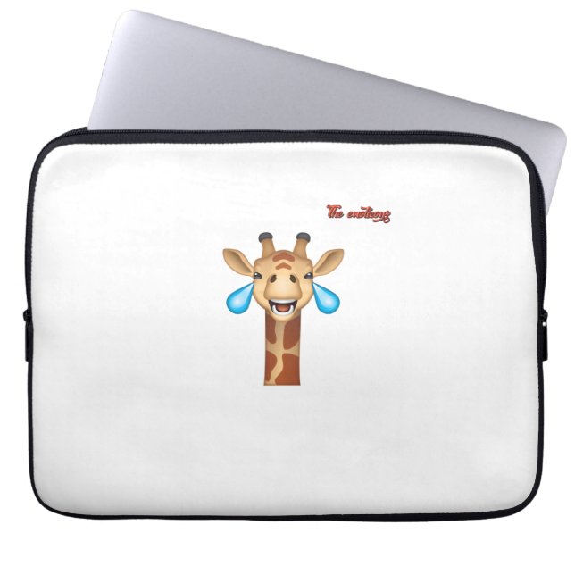 emoji lycklig gråtande giraffe ansikte laptop fodral (Framsidan)
