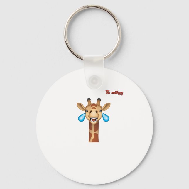 emoji lycklig gråtande giraffe ansikte nyckelring (Framsida)