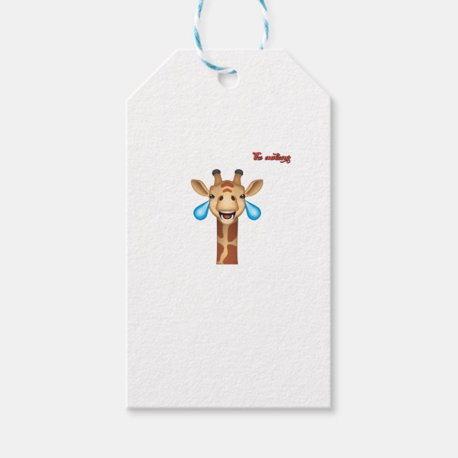 emoji lycklig gråtande giraffe ansikte presentetikett (Framsidan)