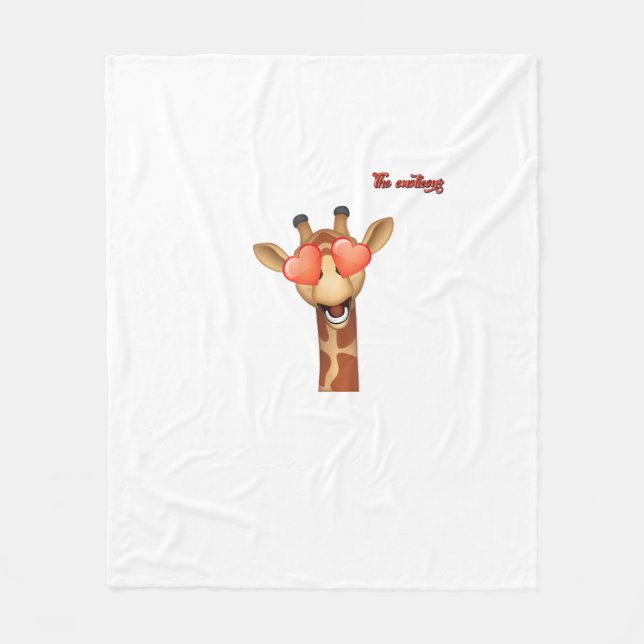 emoji lycklig kärlek ögon giraffe ansikte fleecefilt (Framsidan)