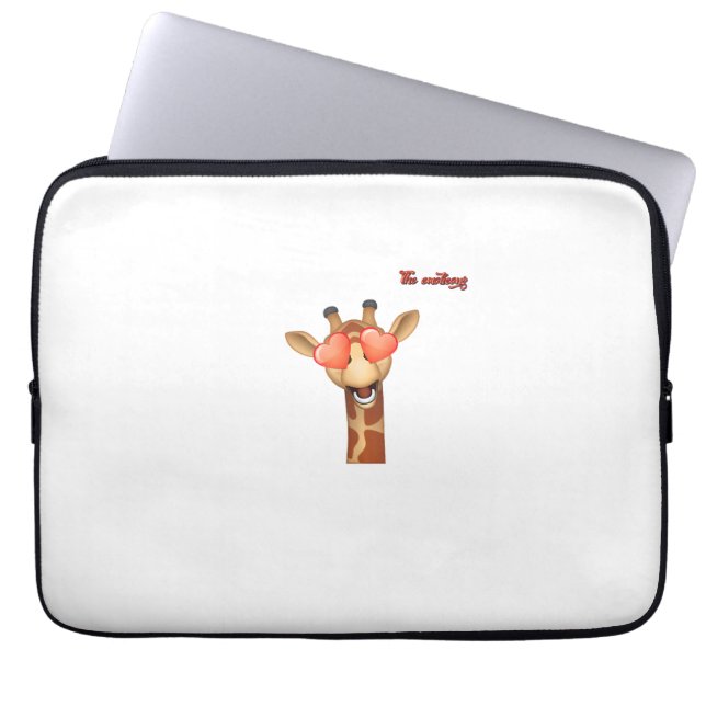 emoji lycklig kärlek ögon giraffe ansikte laptop fodral (Framsidan)