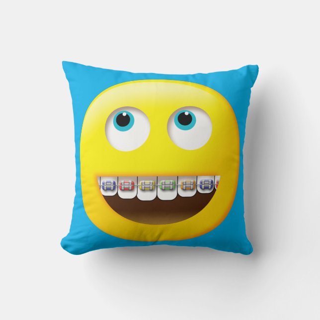 Emoji med Braces Pillow Kudde (Framsida)