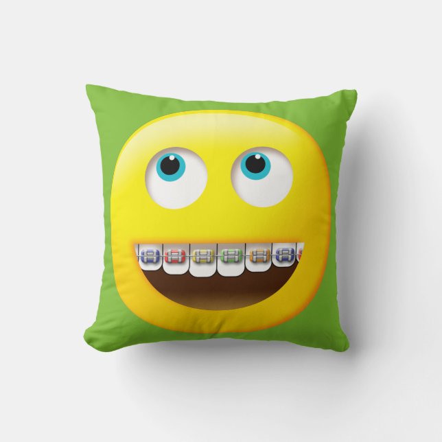Emoji med Braces Pillow Kudde (Framsida)