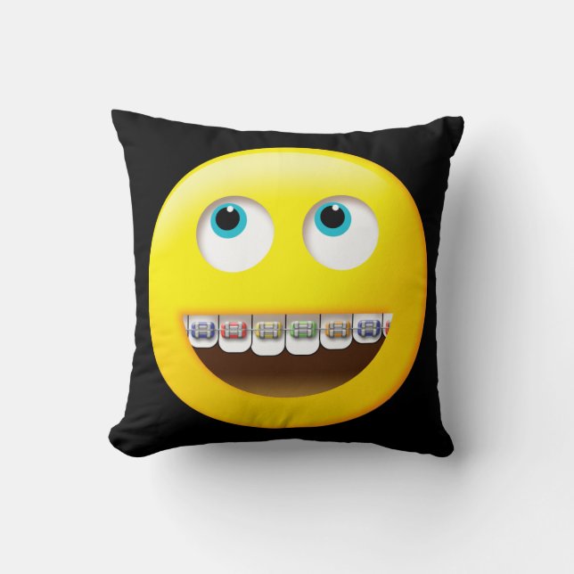 Emoji med Braces Pillow Kudde (Framsida)