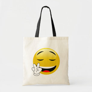 Emoji med fredsteckenhänder tygkasse