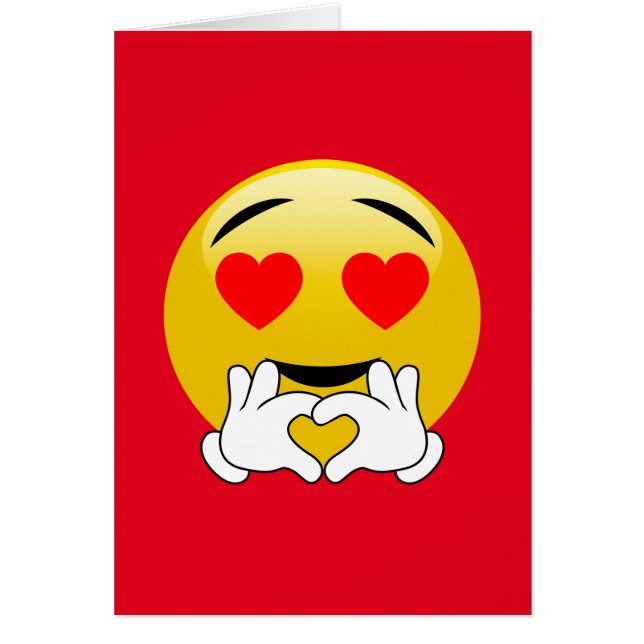 Emoji med hjärtaögon & händer hälsningskort (Framsidan)