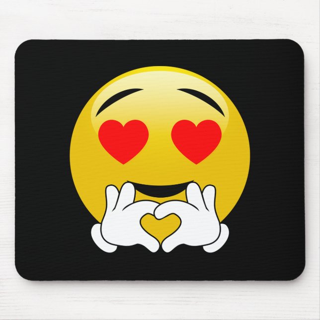 Emoji med hjärtaögon & händer musmatta (Framsidan)