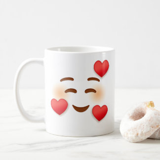 Emoji med hjärter kaffemugg