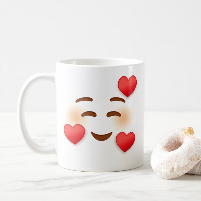 Emoji med hjärter kaffemugg (Med munk)