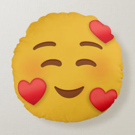 Emoji med hjärter rund kudde