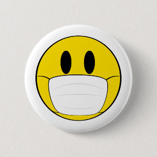 Emoji med masken Illustrerad Knapp