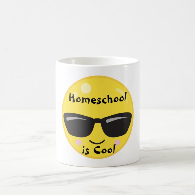 Emoji med sunglass kaffemugg (Center)
