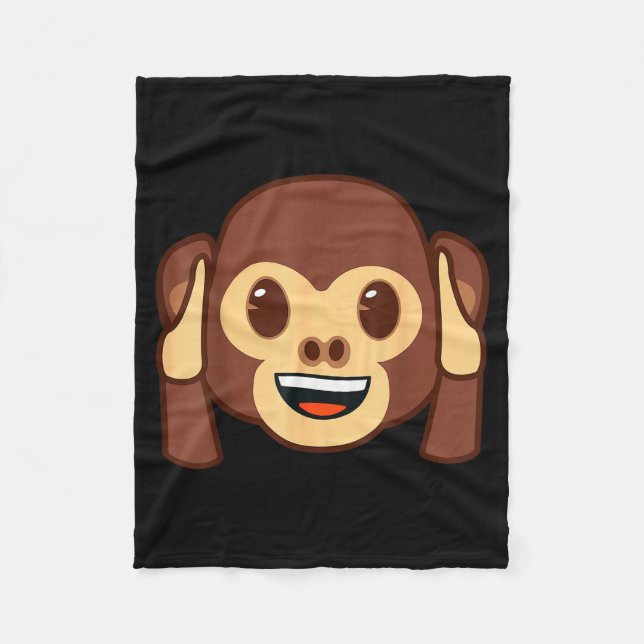 Emoji Monkey Holding Ears Yellow Smile Face  Fleecefilt (Framsidan)