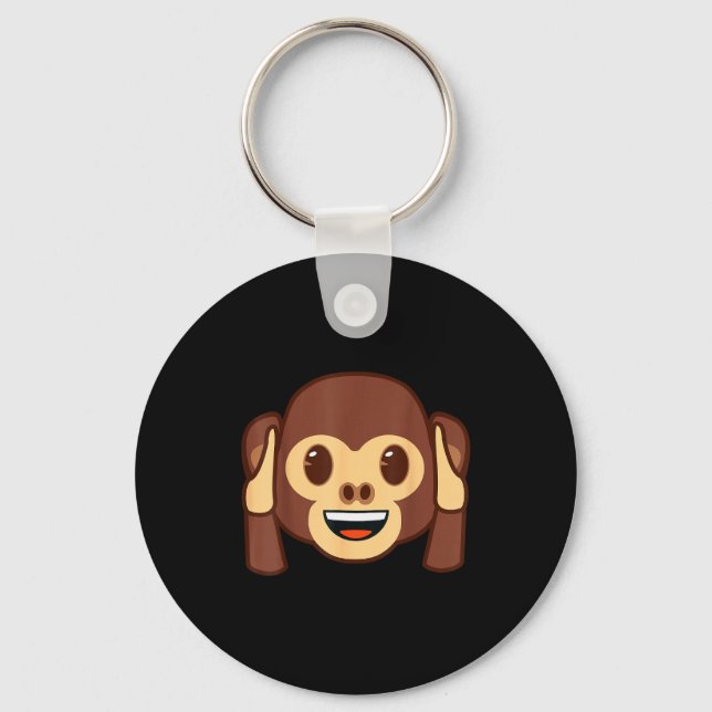 Emoji Monkey Holding Ears Yellow Smile Face  Nyckelring (Framsida)