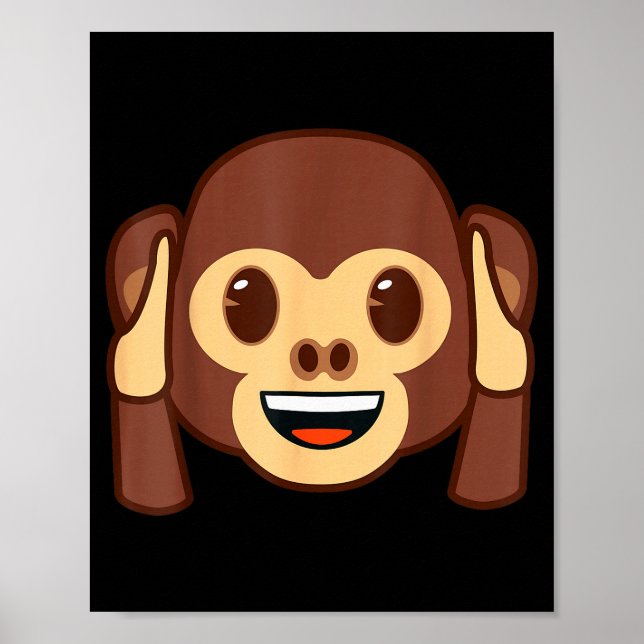Emoji Monkey Holding Ears Yellow Smile Face  Poster (Framsidan)