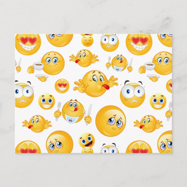 Emoji Mönster Helg Vykort (Framsida)