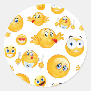 Emoji Mönster Runt Klistermärke