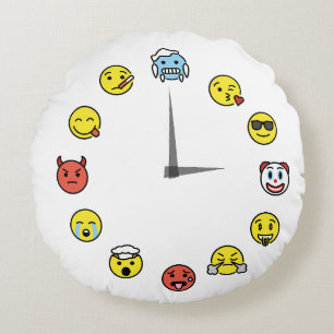 Emoji Mood Clock Ansikte Dekorativ kudde