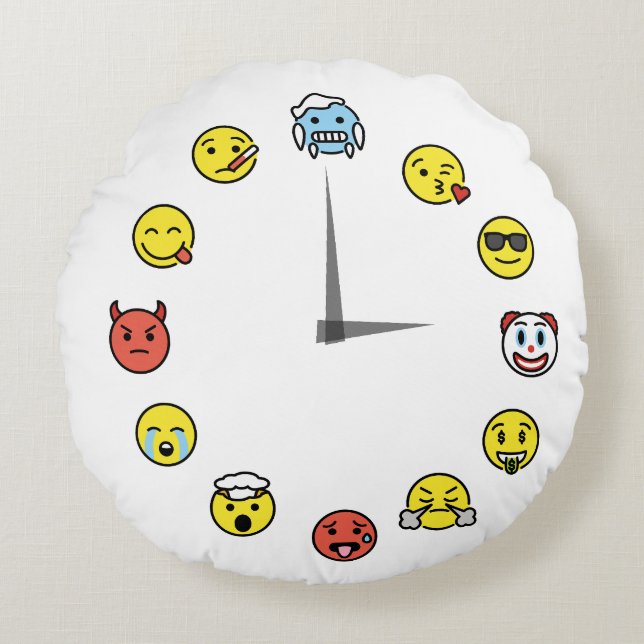 Emoji Mood Clock Ansikte Dekorativ kudde (Framsidan)