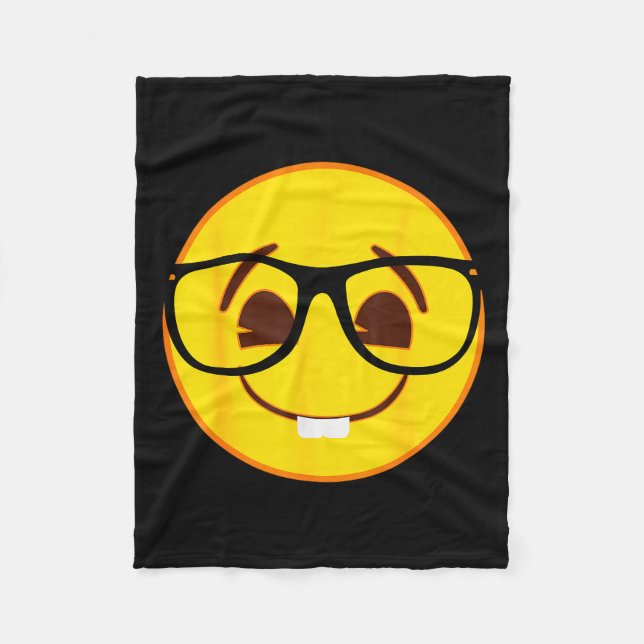 Emoji Nerd Gles Yellow Smile Face  Fleecefilt (Framsidan)