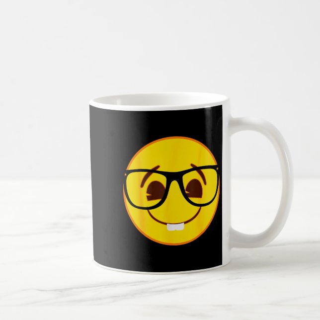 Emoji Nerd Gles Yellow Smile Face  Kaffemugg (Höger)
