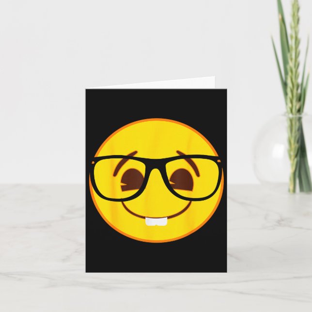 Emoji Nerd Gles Yellow Smile Face  Kort (Framsida)