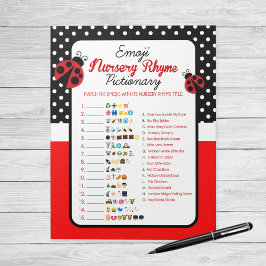 Emoji Nursery Rhyme Ladybug Baby Shower Game Anteckningsblock