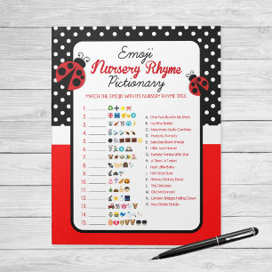 Emoji Nursery Rhyme Ladybug Baby Shower Game Anteckningsblock