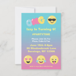 Emoji Ombre Girly Birthday-inbjudan Inbjudningar