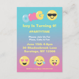 Emoji Ombre Girly Birthday-inbjudan Inbjudningar