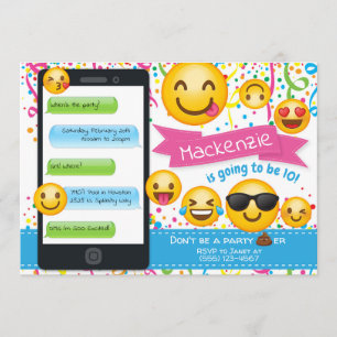 Emoji Party födelsedagsinbjudningar konfetti Inbjudningar